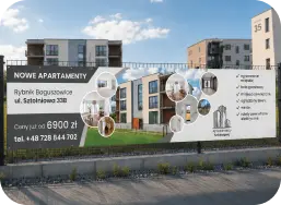 Baner reklamujący nieruchomości pod wynajem