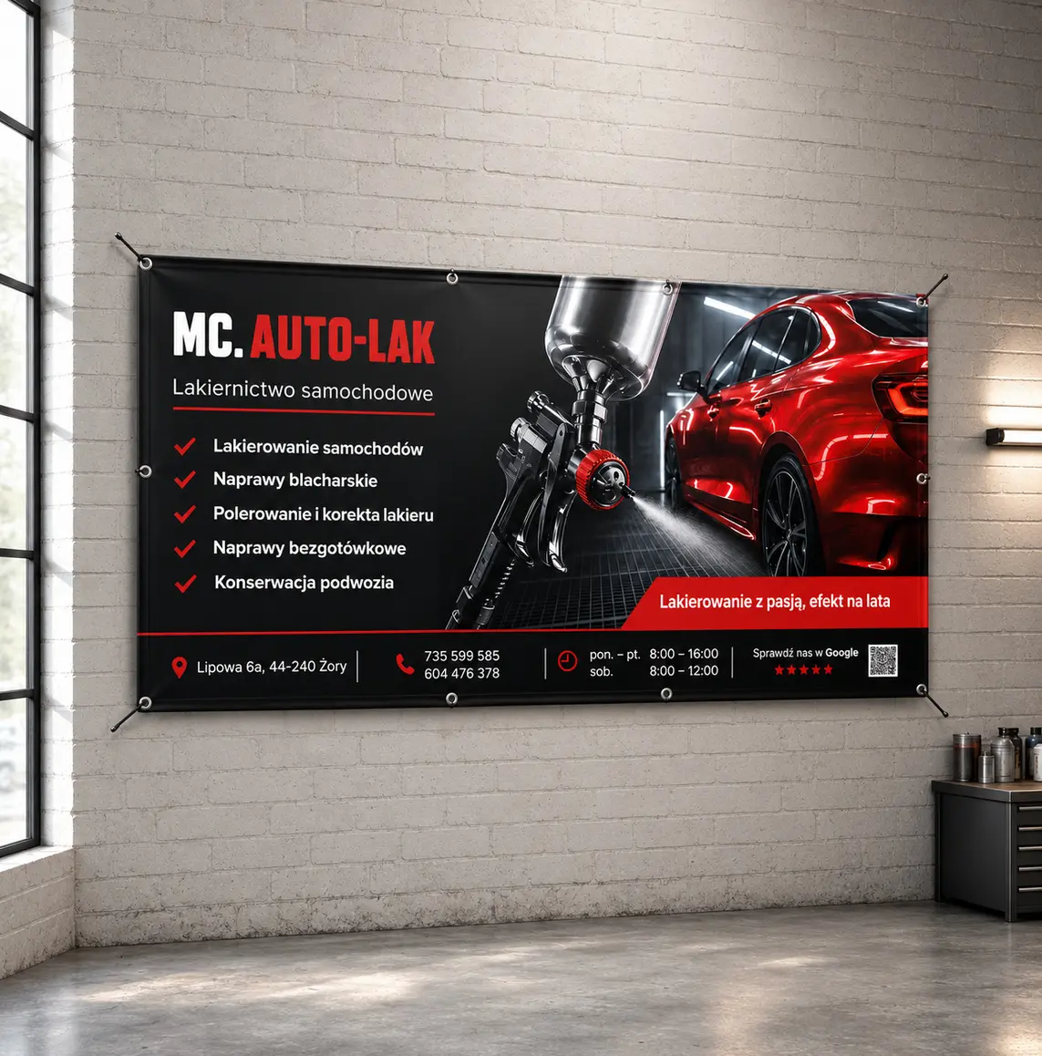 Projekt banera dla lakiernika — projekt graficzny
