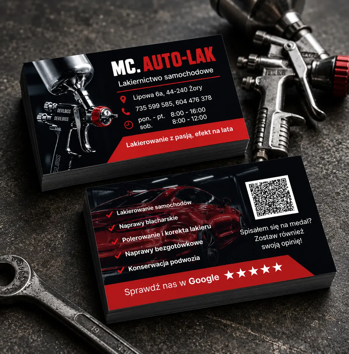 Projekt wizytówki dla MC Auto-Lak — projekt graficzny